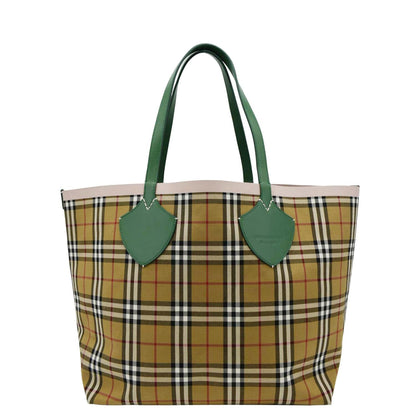 BURBERRY Giant Reversible Large Vintage Check Canvas Tote Bag Multicolor