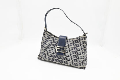 Fendi Shoulder Bag in Navy Blue Zucchino Canvas