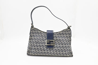 Fendi Shoulder Bag in Navy Blue Zucchino Canvas