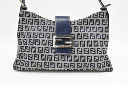 Fendi Shoulder Bag in Navy Blue Zucchino Canvas