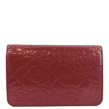 CHANEL Camellia Wallet On Chain Leather Crossbody Bag Pink