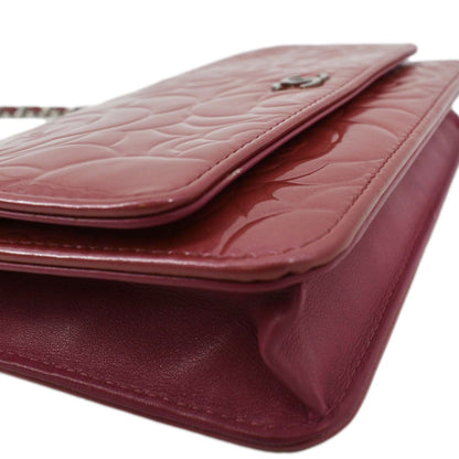 CHANEL Camellia Wallet On Chain Leather Crossbody Bag Pink