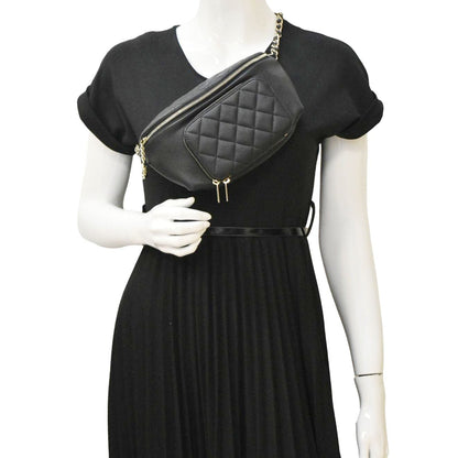 CHANEL Affinity Quilted Caviar Leather Waist Belt Bag Black