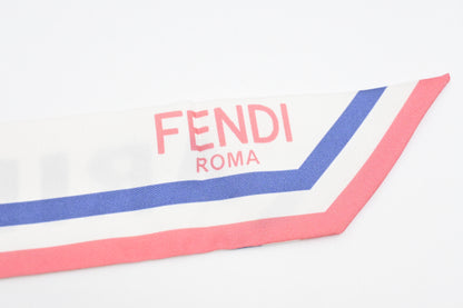 Fendi Aries Wrappy Bandeau in White, Pink, and Blue Silk