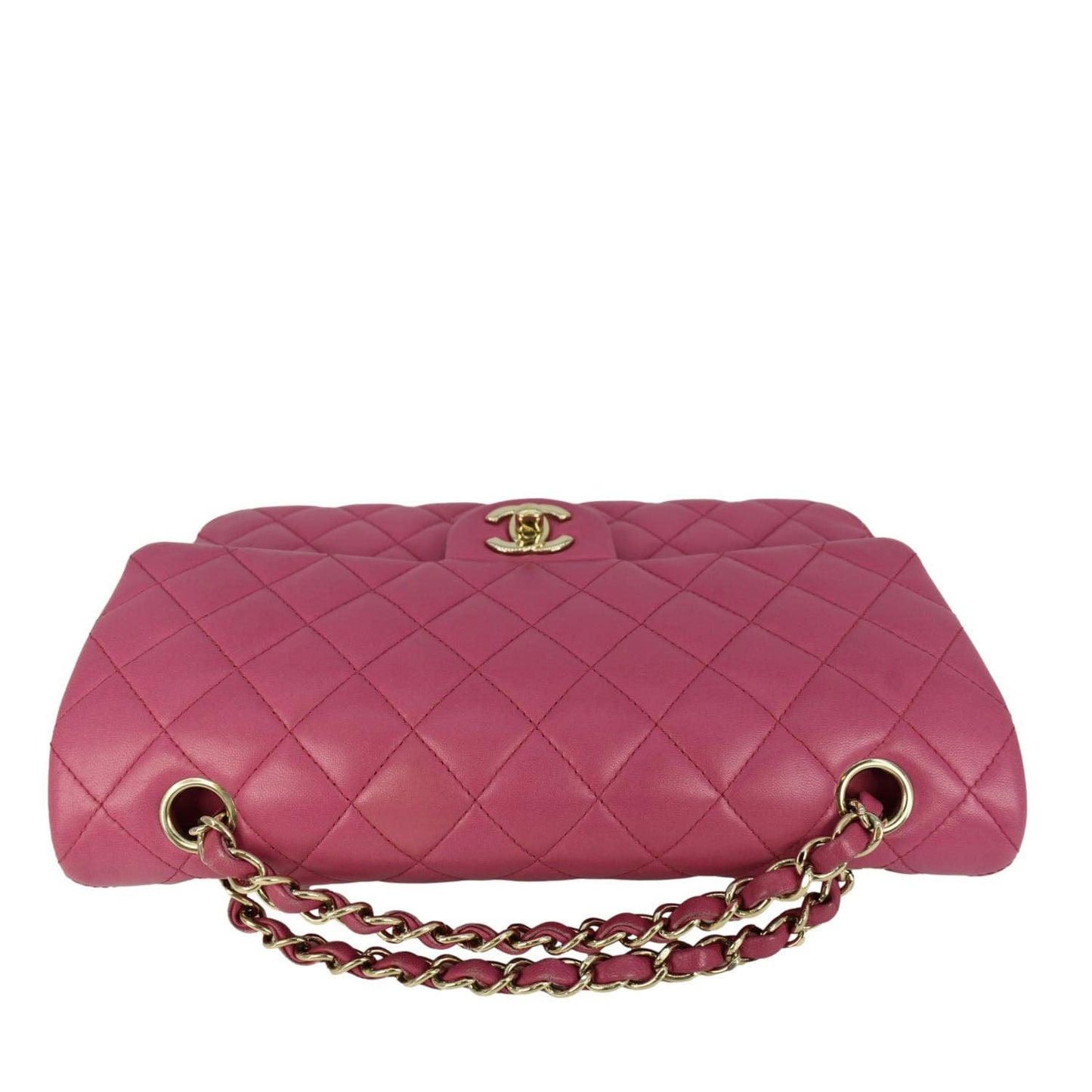 CHANEL Classic Double Flap Medium Quilted Leather Shoulder Bag Pink