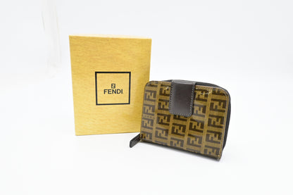 Fendi Compact Zippy Wallet in Zucca Patent Leather