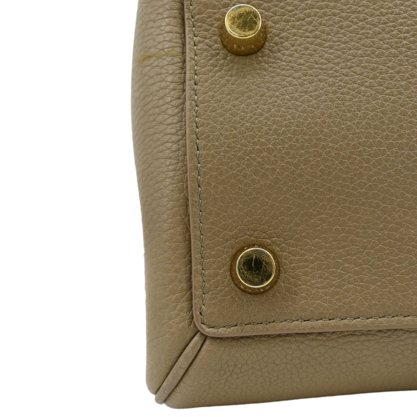 CELINE Medium 16 Leather Tote Shoulder Bag Beige