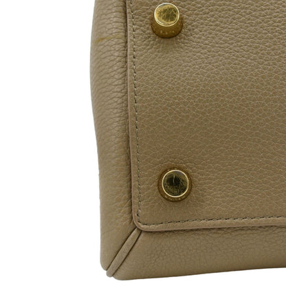 CELINE Medium 16 Leather Tote Shoulder Bag Beige