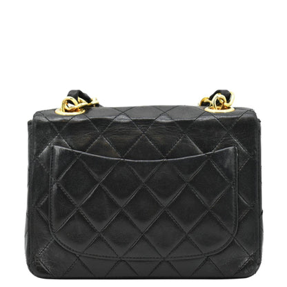 CHANEL Square Mini Flap Quilted Leather Chain Shoulder Bag Black