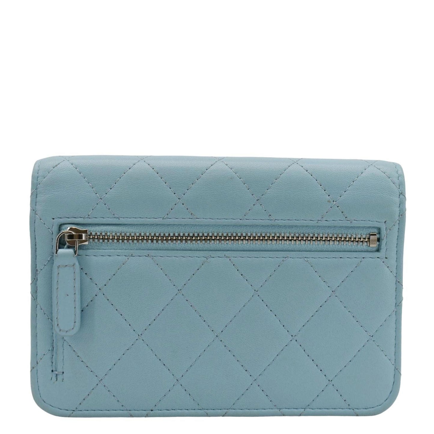 CHANEL WOC Quilted Leather Crossbody Bag Tiffany Blue