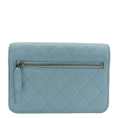 CHANEL WOC Quilted Leather Crossbody Bag Tiffany Blue
