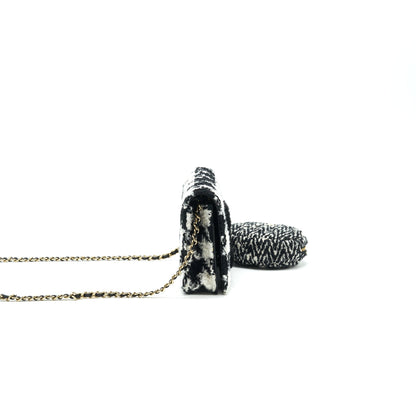 Chanel Houndstooth Tweed Wallet On Chain Black/ White