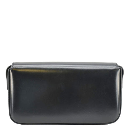 Luxury CELINE Triomphe Shiny Calfskin Leather Shoulder Bag Black