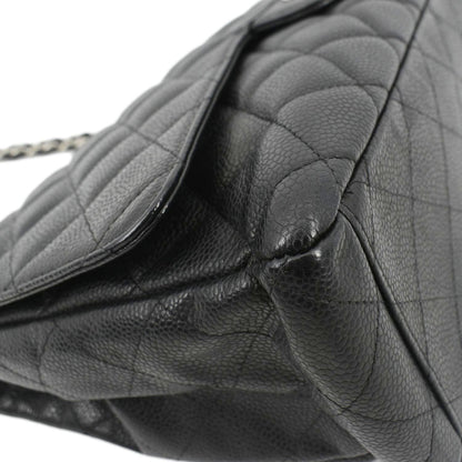 CHANEL Classic Maxi Single Flap Caviar Leather Shoulder Bag Black