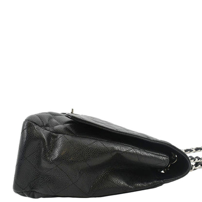 CHANEL Classic Maxi Single Flap Caviar Leather Shoulder Bag Black