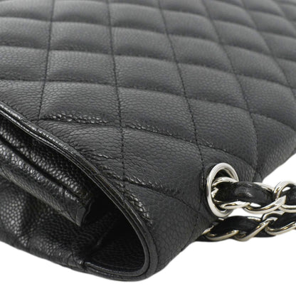 CHANEL Classic Maxi Single Flap Caviar Leather Shoulder Bag Black