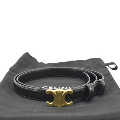 CELINE  Triomphe Leather Belt Black Size 80