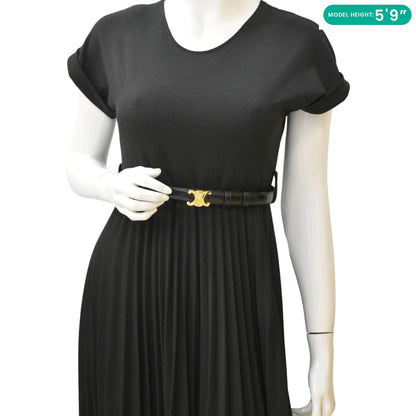 CELINE  Triomphe Leather Belt Black Size 80