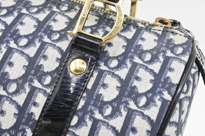 Dior Boston Bag in Blue Oblique Coated Canvas