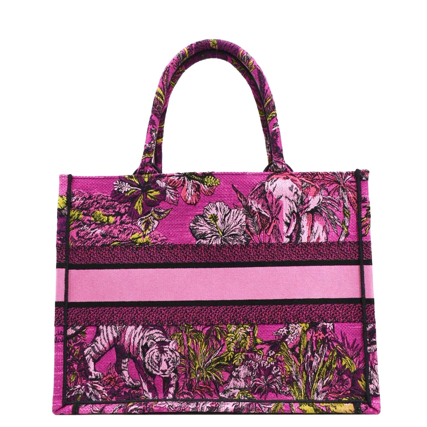 CHRISTIAN DIOR Medium Book Oblique Embroidered Canvas Tote Bag Pink