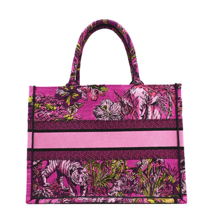 CHRISTIAN DIOR Medium Book Oblique Embroidered Canvas Tote Bag Pink