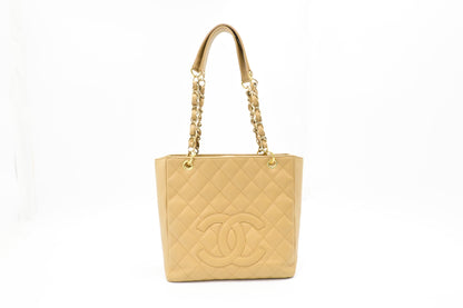 Chanel PST Shoulder Bag in Beige Caviar Leather