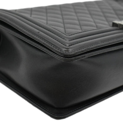 CHANEL Boy Flap Medium Quilted Leather Shoulder Bag Black