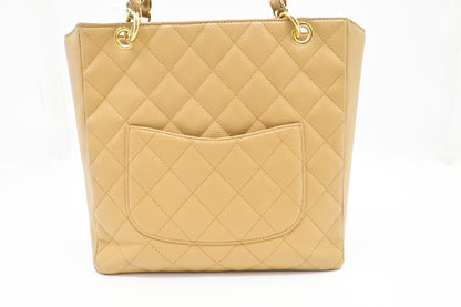 Chanel PST Shoulder Bag in Beige Caviar Leather