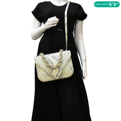 BOTTEGA VENETA Mount Envelope Python Leather Crossbody Bag Light Green
