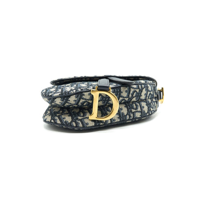 Dior Mini Saddle Bag Blue Oblique Jacquard