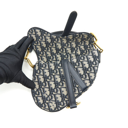 Dior Mini Saddle Bag Blue Oblique Jacquard