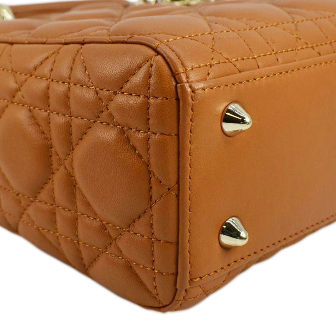 CHRISTIAN DIOR My ABCDior Small Cannage Leather Shoulder Bag Orange