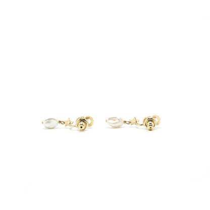 CHRISTIAN DIOR CD EARRINGS STARS WITH PEARL