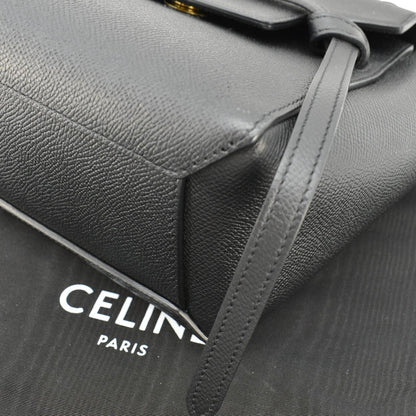 CELINE Nano Belt Grained Calfskin Leather Shoulder Bag Black