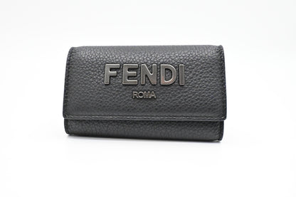 Fendi 6 Key Case in Black Leather
