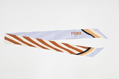 Fendi Twilly in Brown,  Beige and Pale Blue Silk
