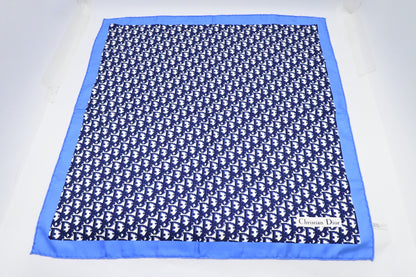 Dior Scarf in Navy Blue Oblique Pattern Silk
