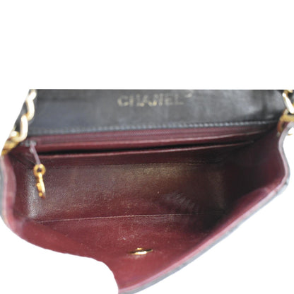 CHANEL Classic Flap Vintage Mini Square Lambskin Leather Crossbody Bag Black