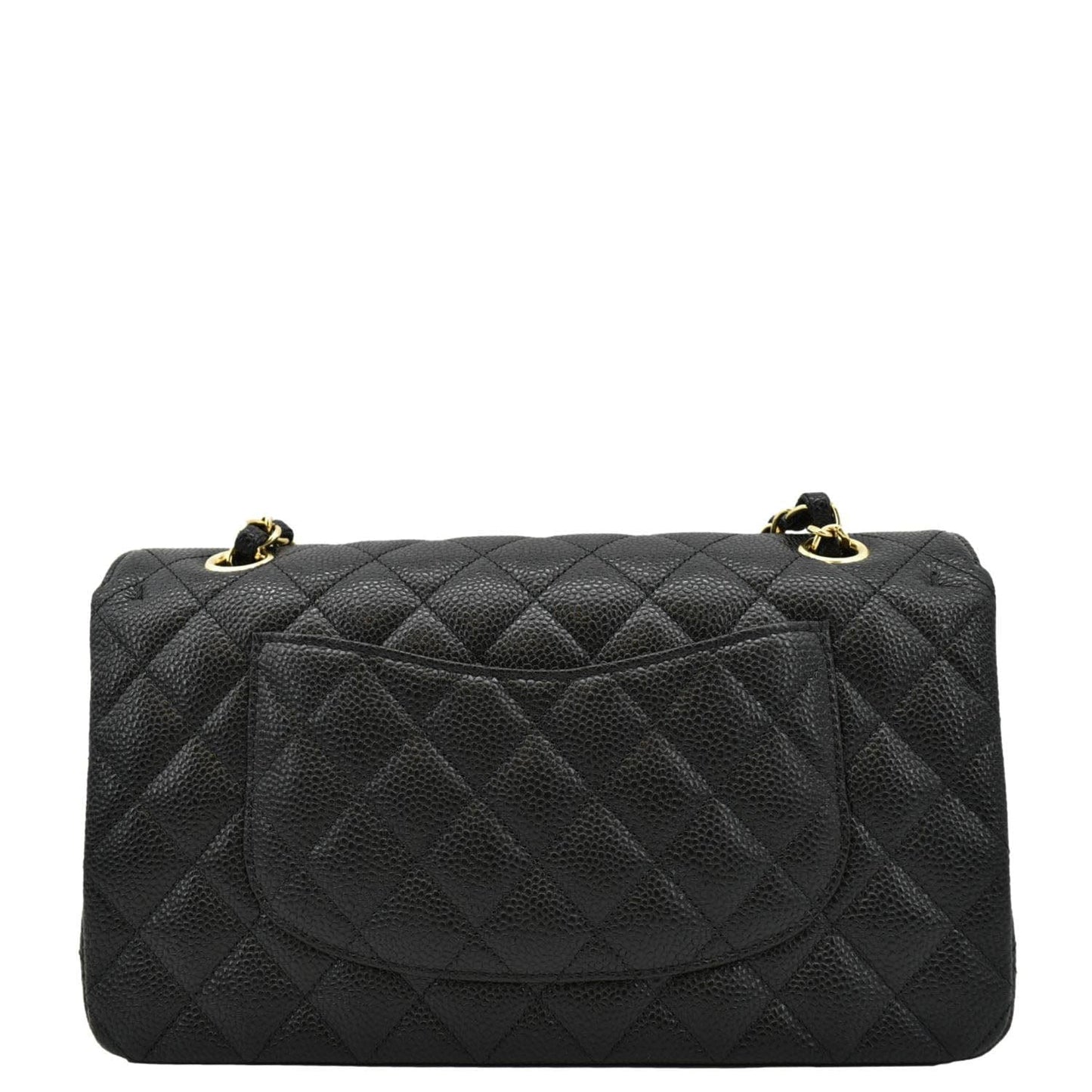 CHANEL Classic Medium Flap Quilted Caviar Leather Shoulder Bag Black