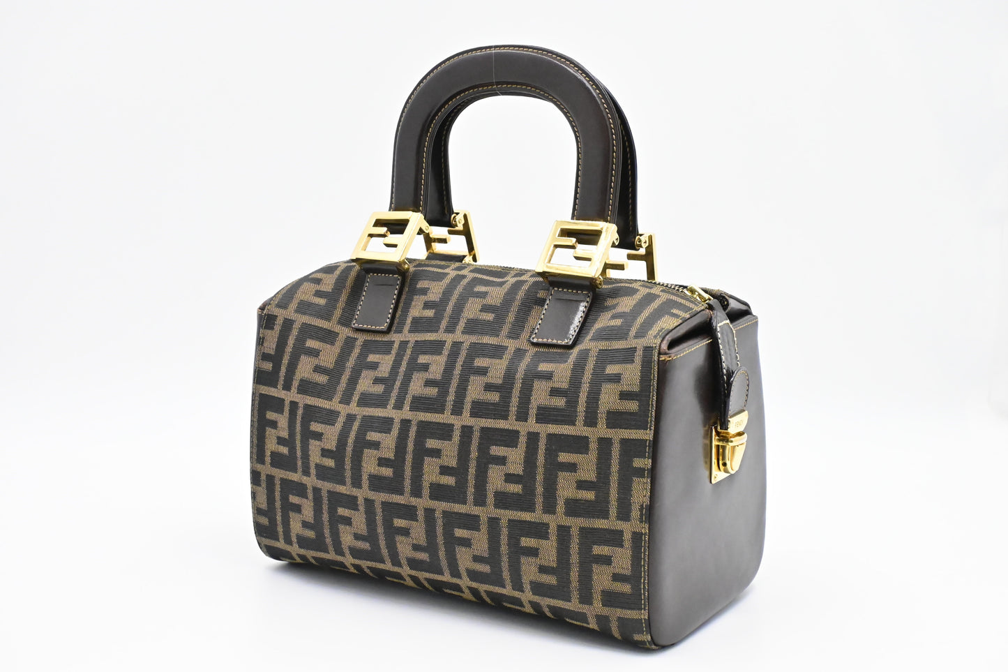 Fendi Mini Boston Bag in Zucca Canvas