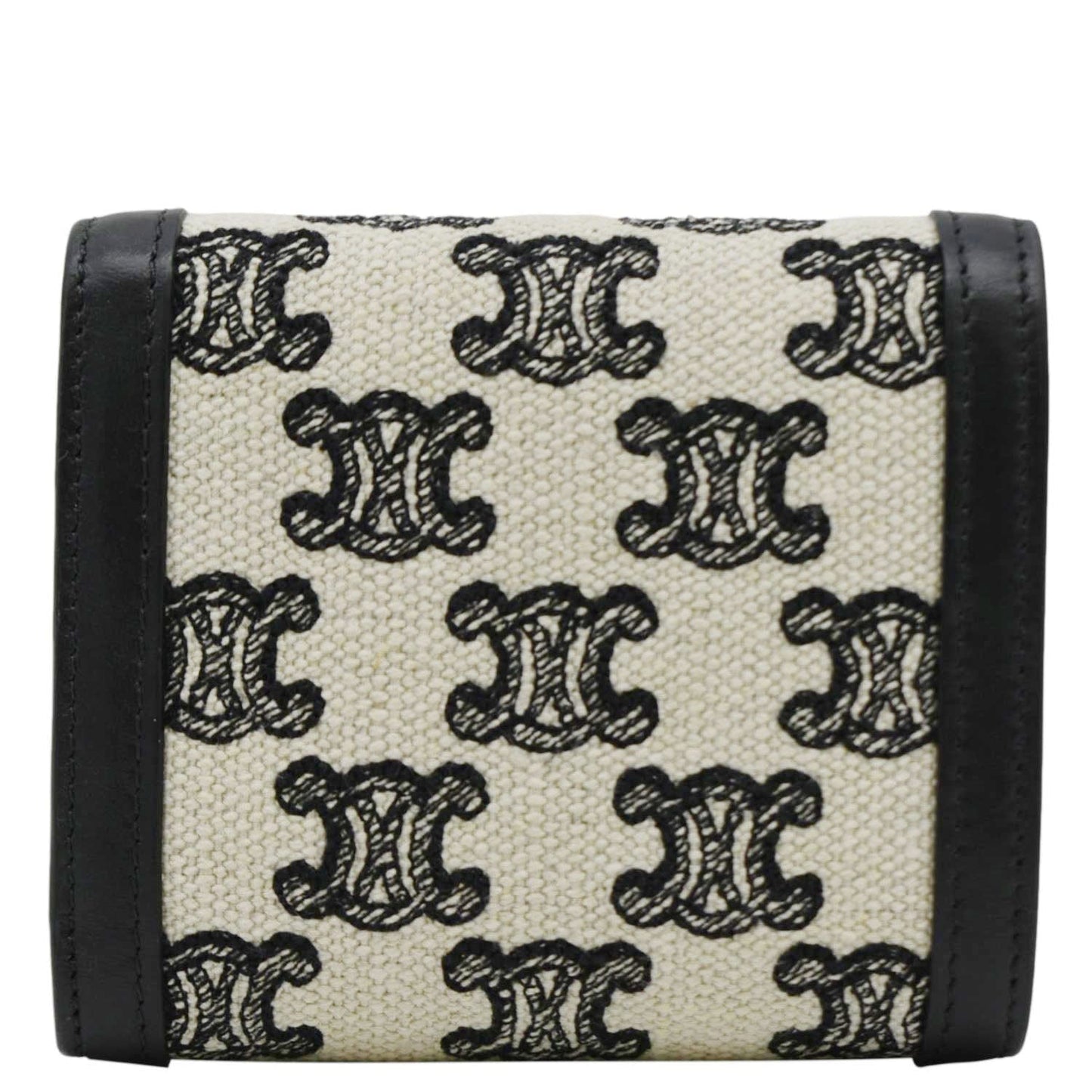 Luxury CELINE Triomphe Small Coated Canvas Wallet Black
