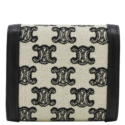 Luxury CELINE Triomphe Small Coated Canvas Wallet Black