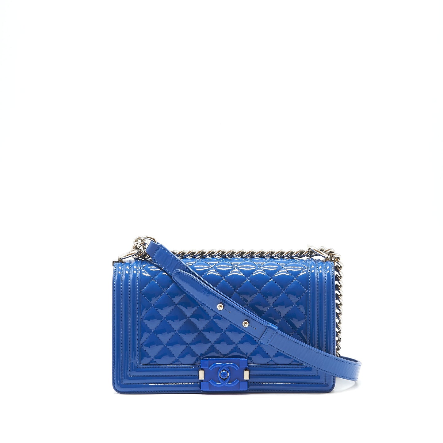 Chanel Medium Boy Chanel Patent leather Electric Blue HW