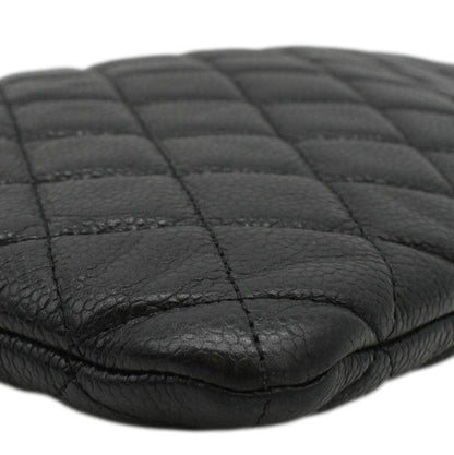 CHANEL Classic O-Case Caviar Leather Zip Pouch Black