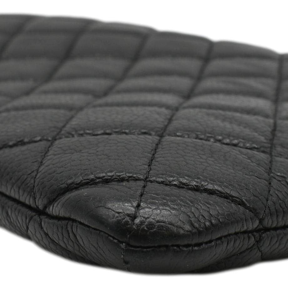 CHANEL Classic O-Case Caviar Leather Zip Pouch Black