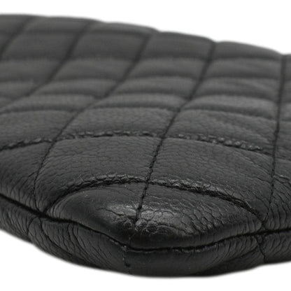 CHANEL Classic O-Case Caviar Leather Zip Pouch Black