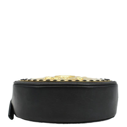 CHANEL Oval CC Leather Vanity Chain Mini Crossbody Clutch Black