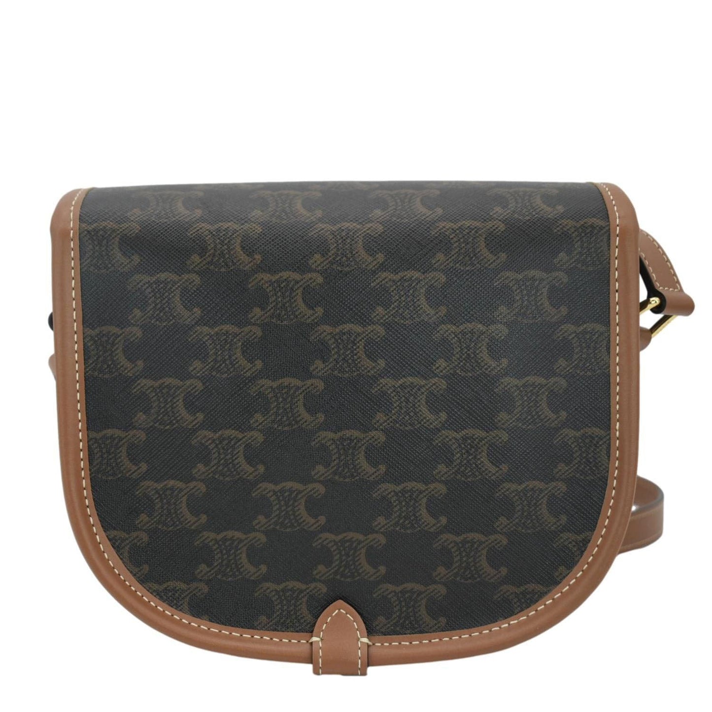 CELINE Folco Medium Triomphe Canvas Shoulder Bag Brown