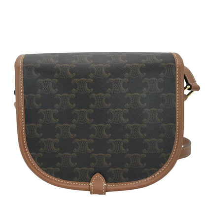 CELINE Folco Medium Triomphe Canvas Shoulder Bag Brown