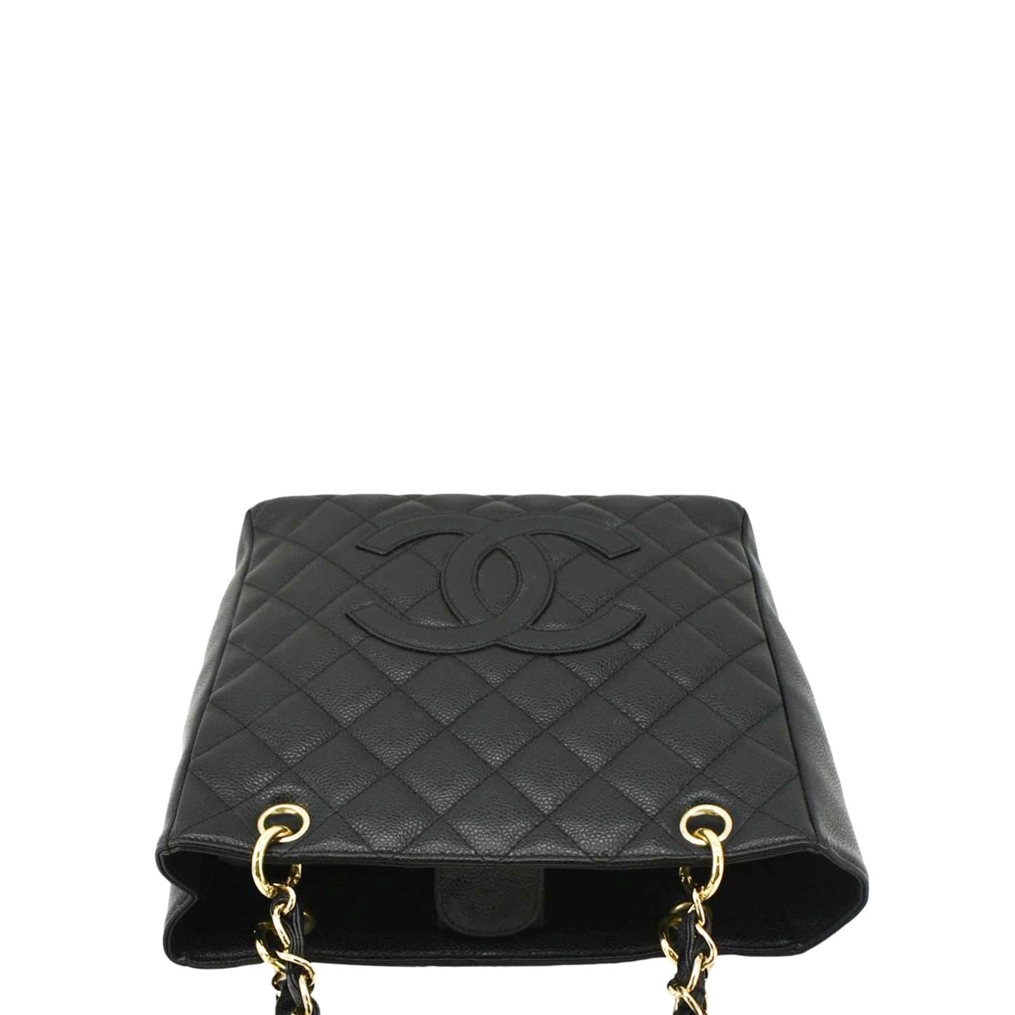 CHANEL Petite Quilted Caviar Leather Shopping Tote Shoulder Bag Black
